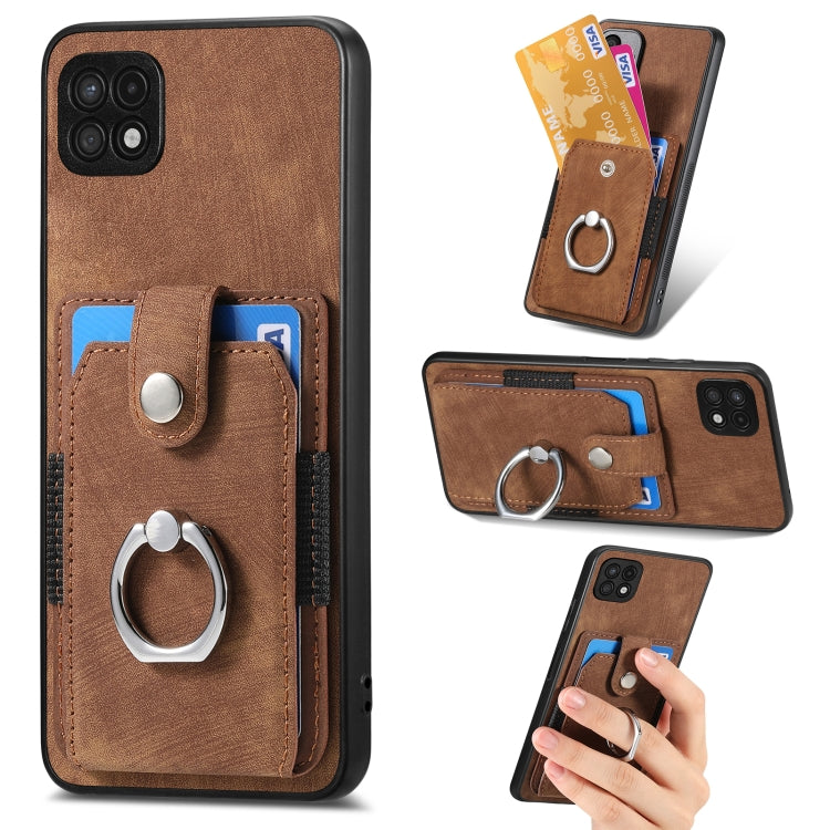 Retro Skin-feel Ring Card Wallet Phone Case
