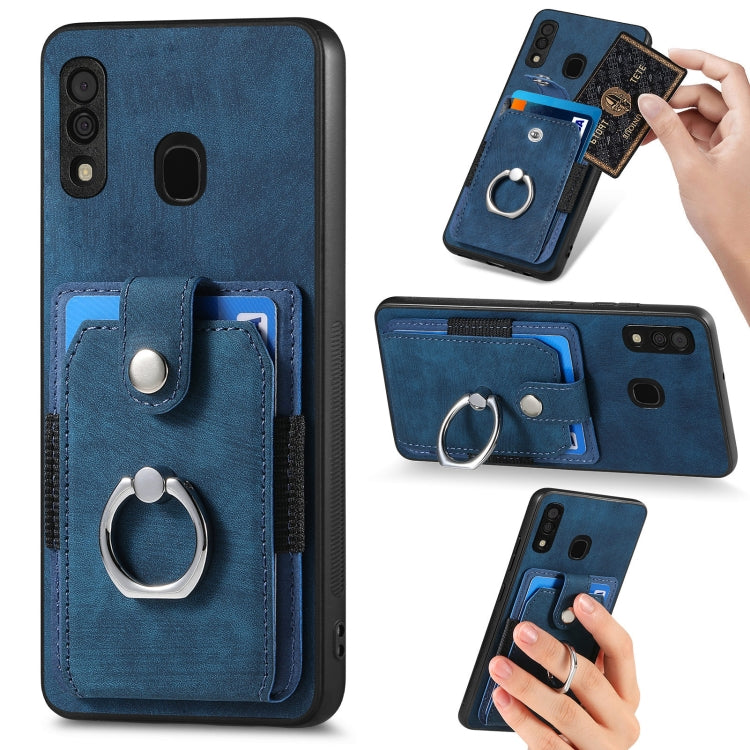 Retro Skin-feel Ring Card Wallet Phone Case