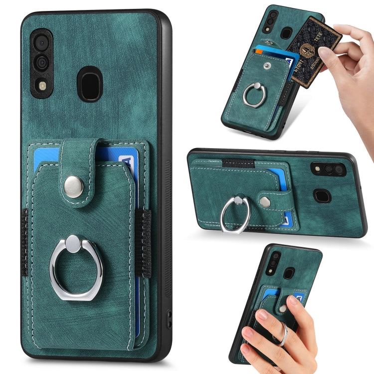 Retro Skin-feel Ring Card Wallet Phone Case