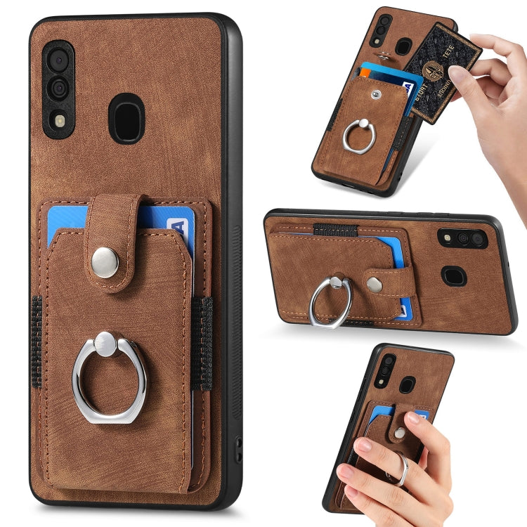 Retro Skin-feel Ring Card Wallet Phone Case