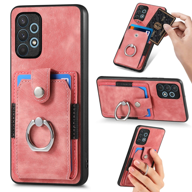 Retro Skin-feel Ring Card Wallet Phone Case