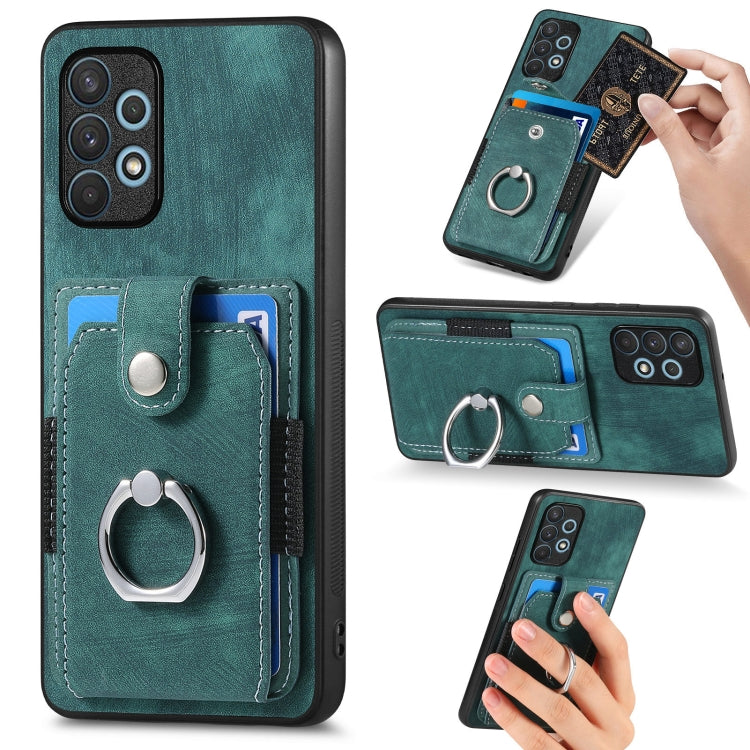 Retro Skin-feel Ring Card Wallet Phone Case