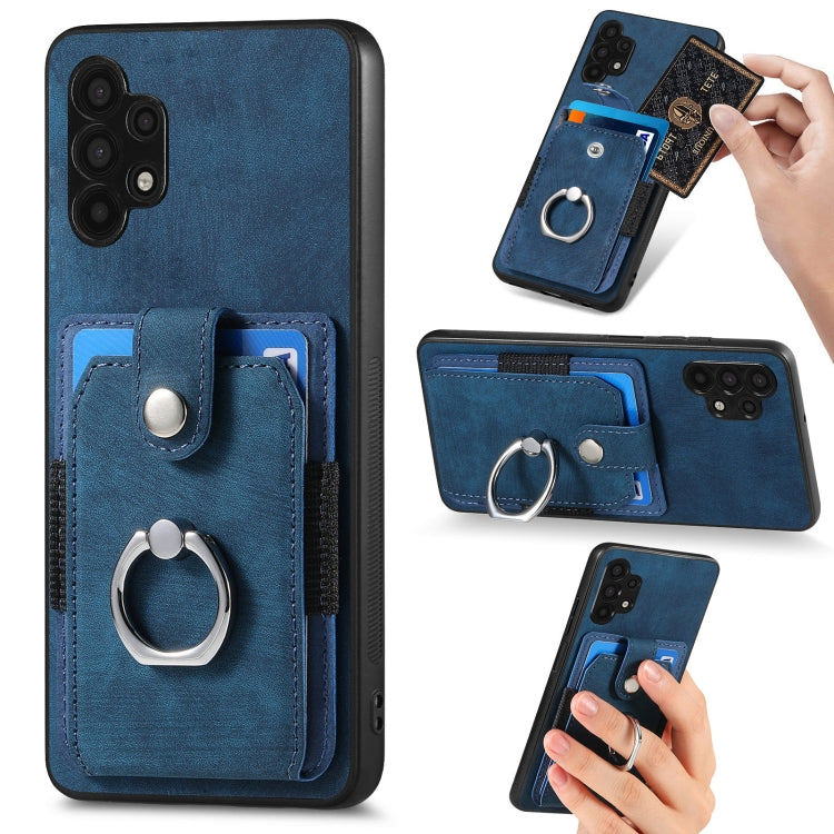Retro Skin-feel Ring Card Wallet Phone Case