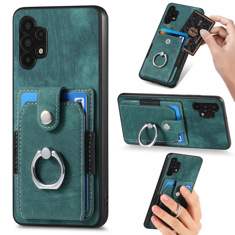 Retro Skin-feel Ring Card Wallet Phone Case