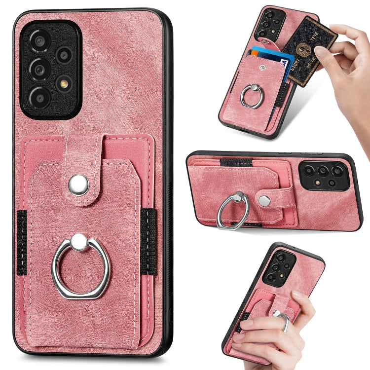 Retro Skin-feel Ring Card Wallet Phone Case