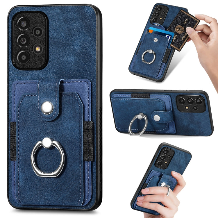 Retro Skin-feel Ring Card Wallet Phone Case