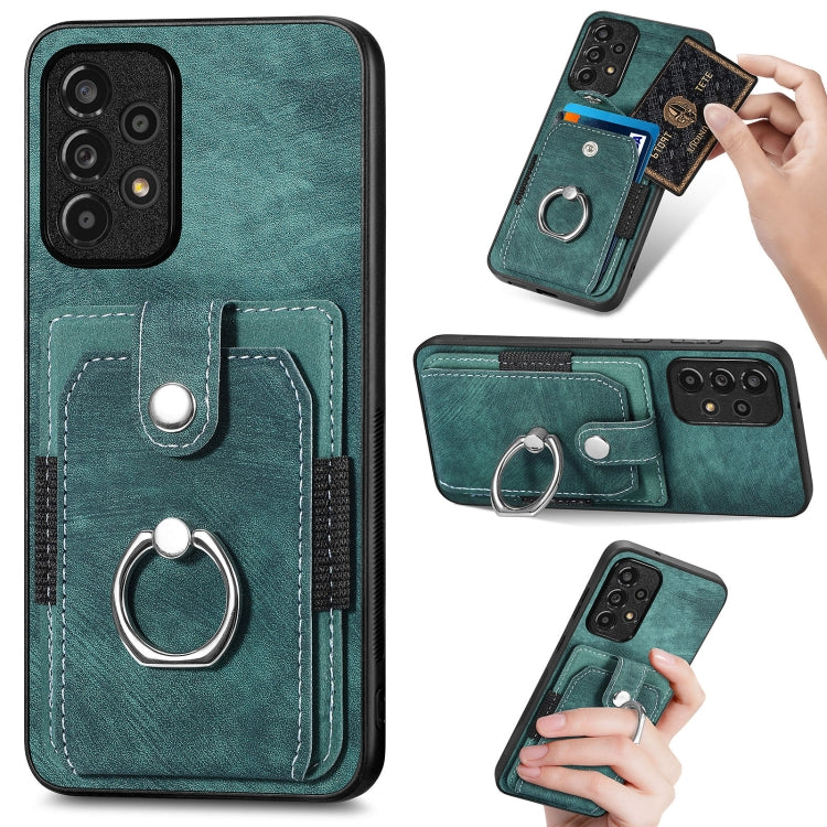 Retro Skin-feel Ring Card Wallet Phone Case