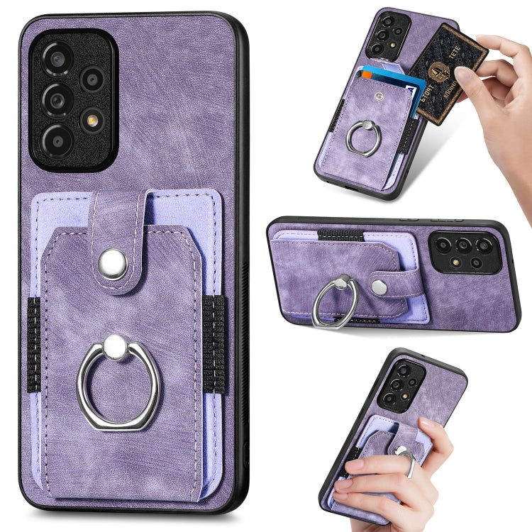 Retro Skin-feel Ring Card Wallet Phone Case