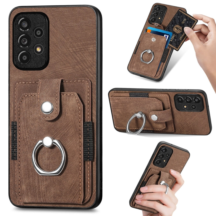 Retro Skin-feel Ring Card Wallet Phone Case