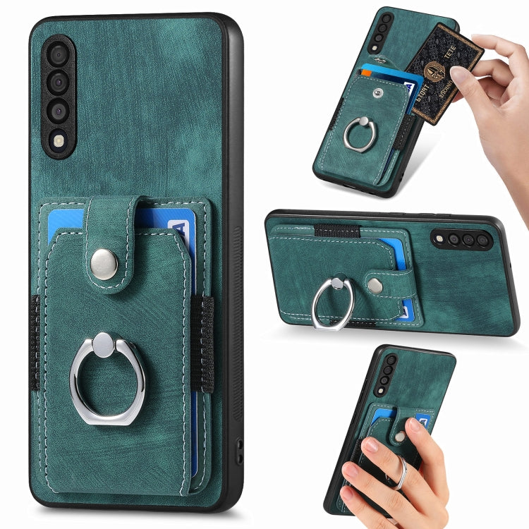 Retro Skin-feel Ring Card Wallet Phone Case
