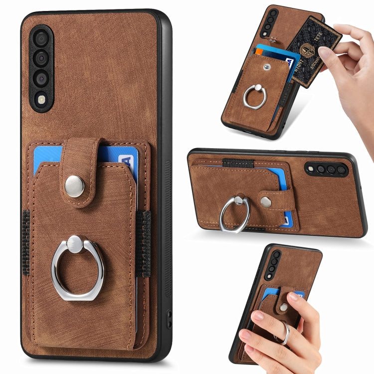 Retro Skin-feel Ring Card Wallet Phone Case