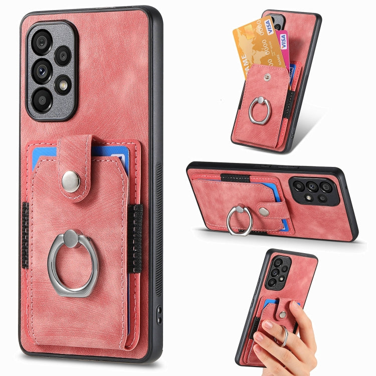 Retro Skin-feel Ring Card Wallet Phone Case