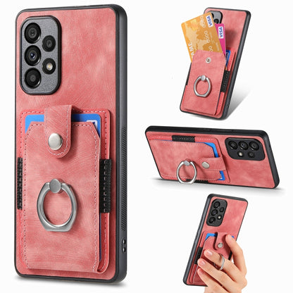 Retro Skin-feel Ring Card Wallet Phone Case