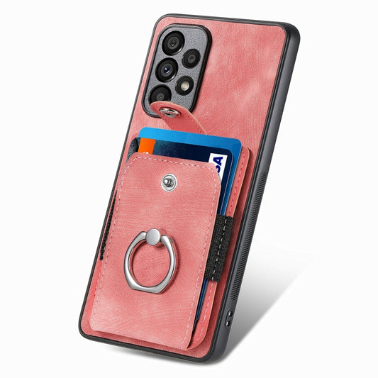 Retro Skin-feel Ring Card Wallet Phone Case