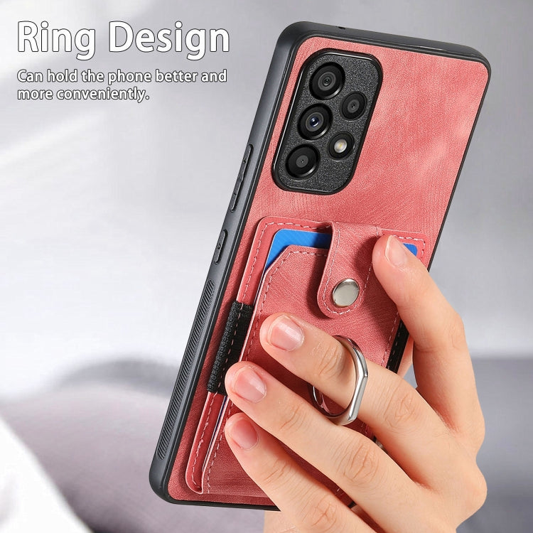 Retro Skin-feel Ring Card Wallet Phone Case