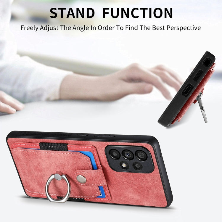 Retro Skin-feel Ring Card Wallet Phone Case