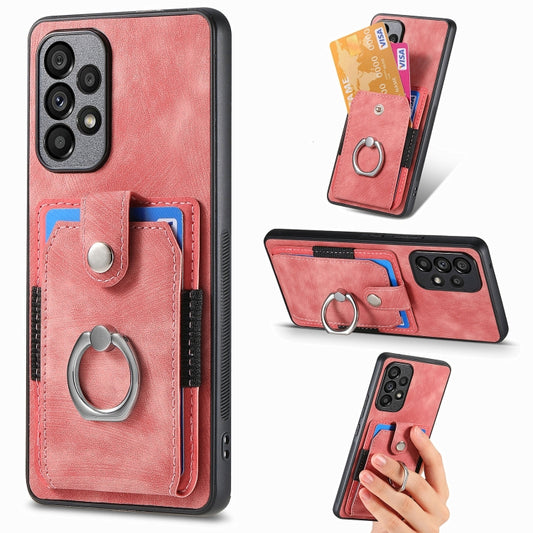 Retro Skin-feel Ring Card Wallet Phone Case