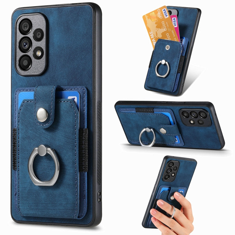 Retro Skin-feel Ring Card Wallet Phone Case