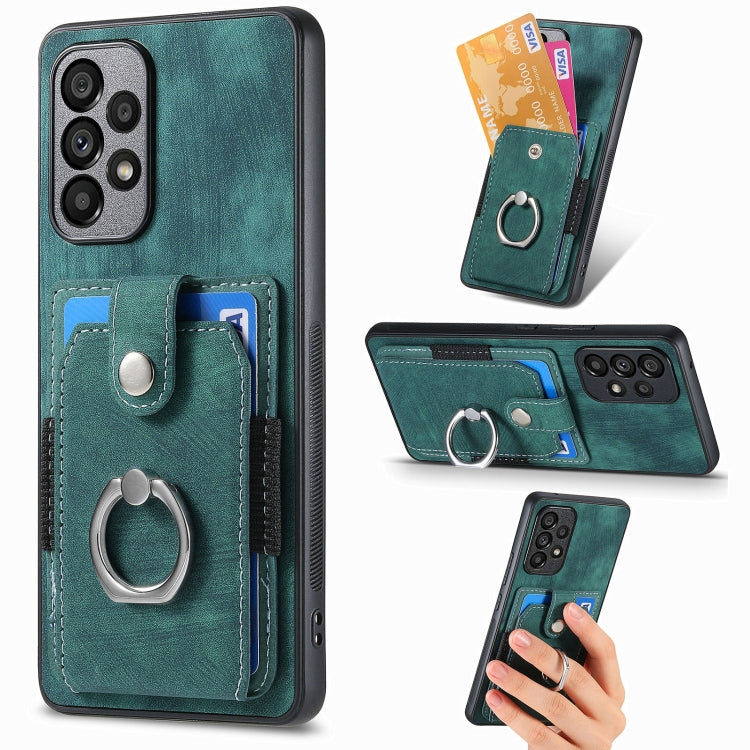 Retro Skin-feel Ring Card Wallet Phone Case