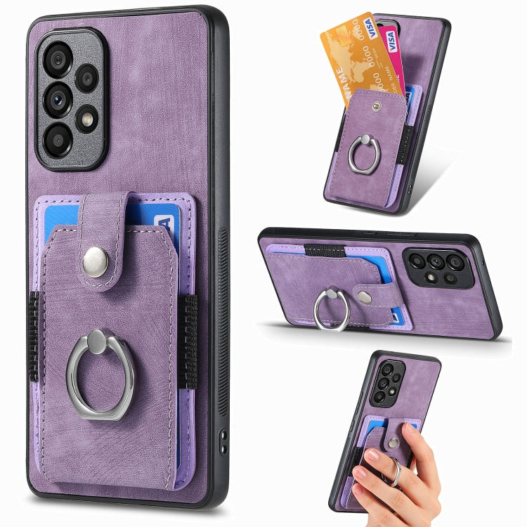 Retro Skin-feel Ring Card Wallet Phone Case