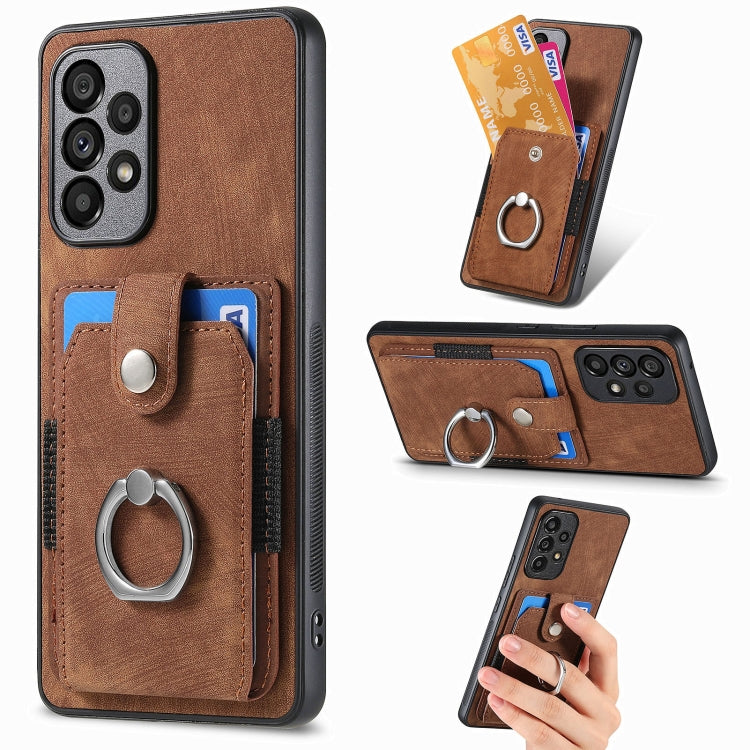 Retro Skin-feel Ring Card Wallet Phone Case