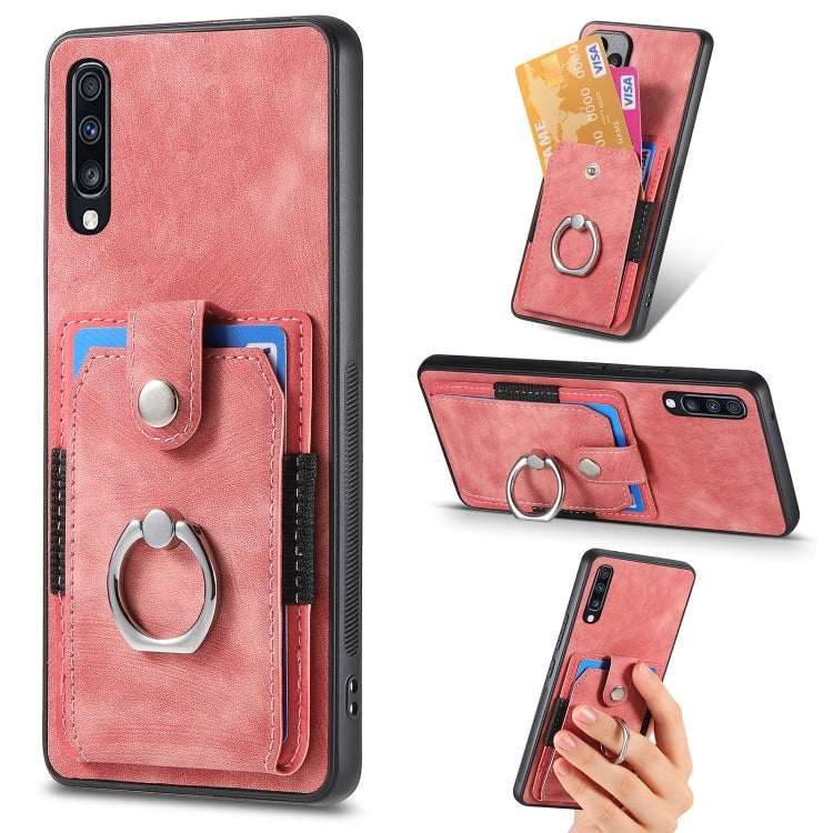 Retro Skin-feel Ring Card Wallet Phone Case