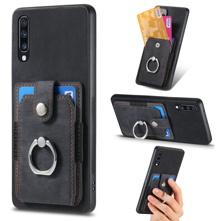 Retro Skin-feel Ring Card Wallet Phone Case