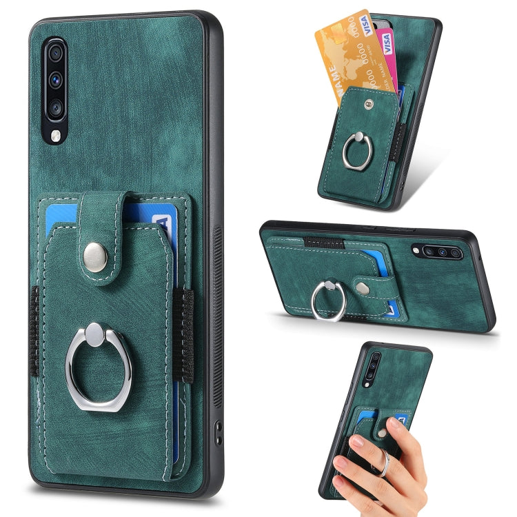 Retro Skin-feel Ring Card Wallet Phone Case