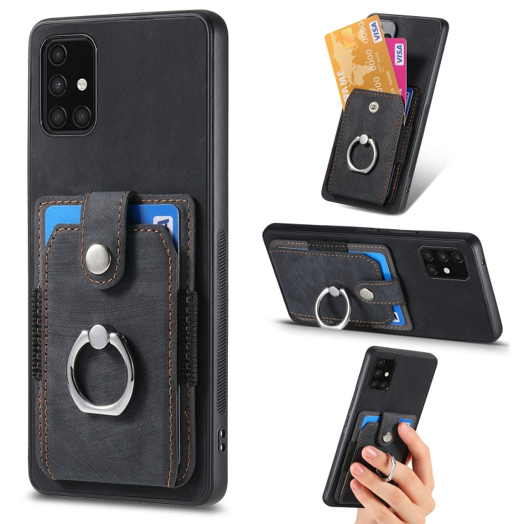 Retro Skin-feel Ring Card Wallet Phone Case