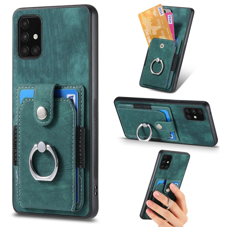 Retro Skin-feel Ring Card Wallet Phone Case