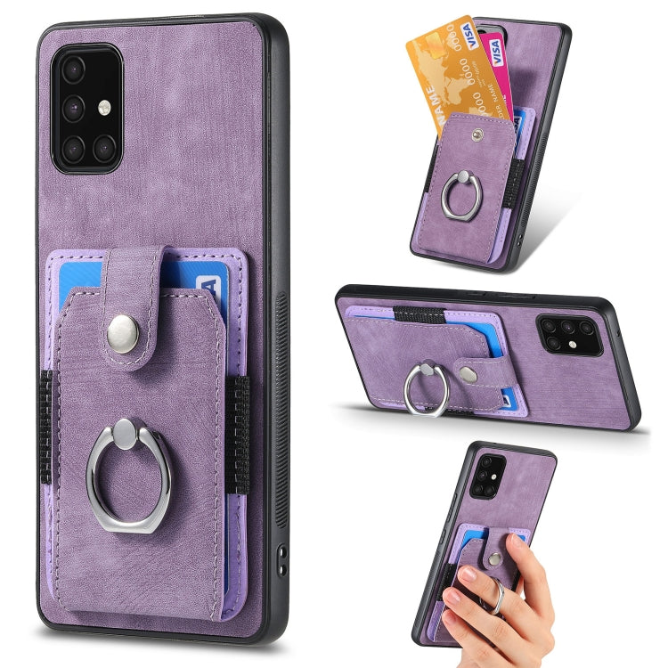 Retro Skin-feel Ring Card Wallet Phone Case