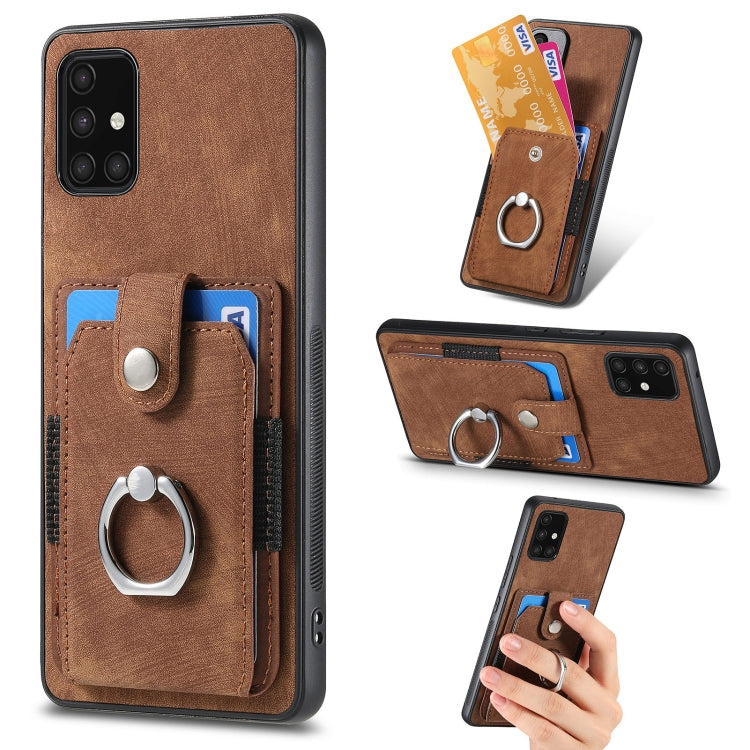 Retro Skin-feel Ring Card Wallet Phone Case