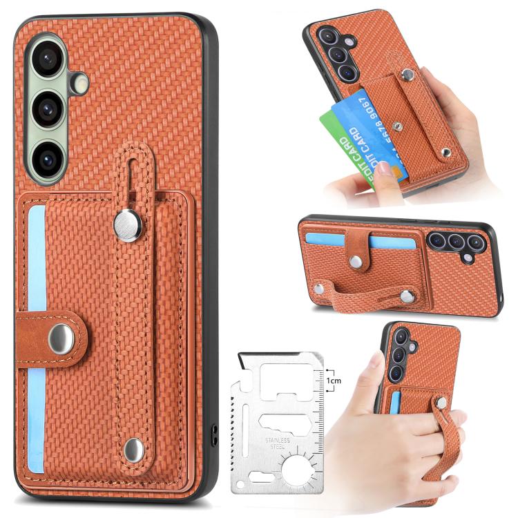 Wristband Kickstand Wallet Back Phone Case with Tool Knife