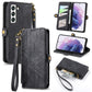 Geometric Zipper Wallet Side Buckle Leather Phone Case