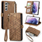 Geometric Zipper Wallet Side Buckle Leather Phone Case
