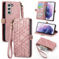 Geometric Zipper Wallet Side Buckle Leather Phone Case