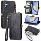 Geometric Zipper Wallet Side Buckle Leather Phone Case