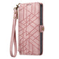 Geometric Zipper Wallet Side Buckle Leather Phone Case
