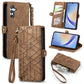 Geometric Zipper Wallet Side Buckle Leather Phone Case