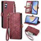 Geometric Zipper Wallet Side Buckle Leather Phone Case