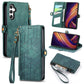 Geometric Zipper Wallet Side Buckle Leather Phone Case