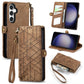 Geometric Zipper Wallet Side Buckle Leather Phone Case