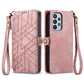Geometric Zipper Wallet Side Buckle Leather Phone Case