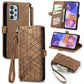 Geometric Zipper Wallet Side Buckle Leather Phone Case