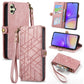 Geometric Zipper Wallet Side Buckle Leather Phone Case