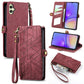 Geometric Zipper Wallet Side Buckle Leather Phone Case