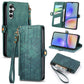 Geometric Zipper Wallet Side Buckle Leather Phone Case