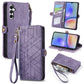Geometric Zipper Wallet Side Buckle Leather Phone Case