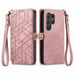 Geometric Zipper Wallet Side Buckle Leather Phone Case