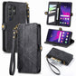 Geometric Zipper Wallet Side Buckle Leather Phone Case